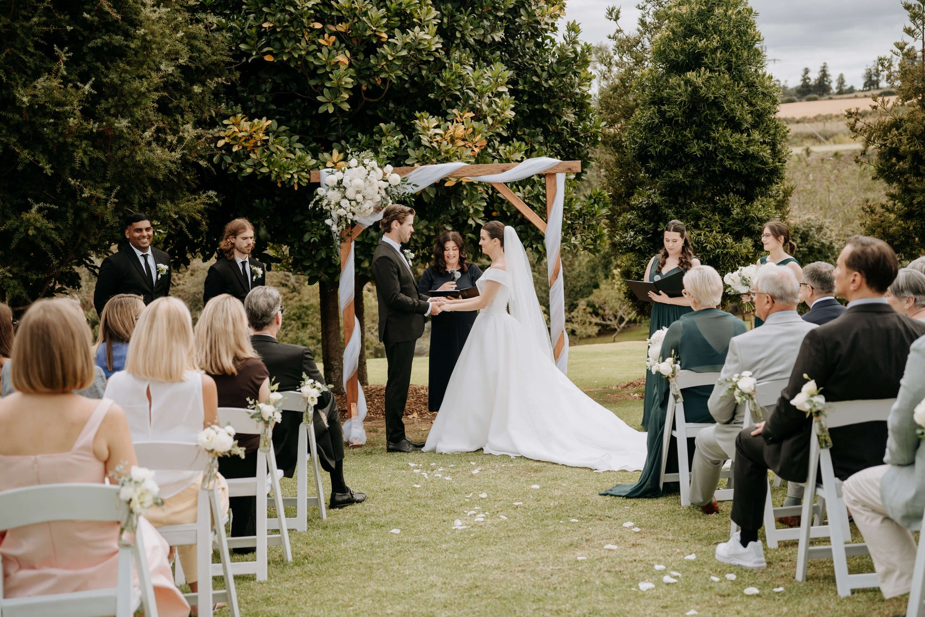 Timeless White Wedding Flowers for a Private Family Estate Wedding