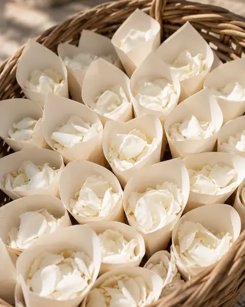 Rose petal confetti cones, example 1 of 1