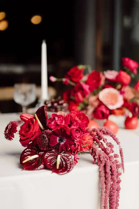 Deep red rose bouquet